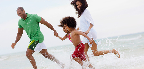 family on the beach